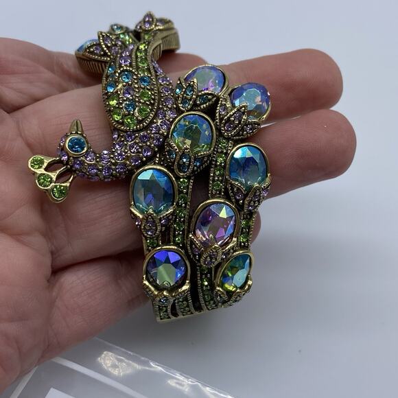 Heidi DAUS Sparkling Showoff PEACOCK BRACELET Clamper Bangle Crystal in Box - Picture 11 of 13